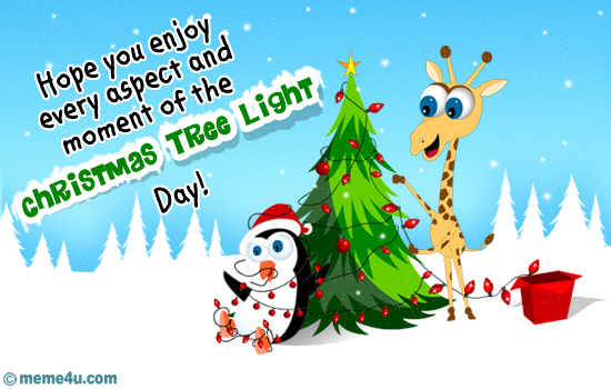 funny christmas tree light day card, christmas tree light day ecard for friend, funny christmas tree light day ecard