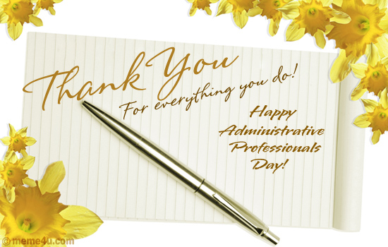 administrative professionals day postcard, a card to say thank you, admin pro day ecard