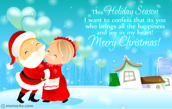 mr and mrs santa claus, cute merry christmas card, cute merry christmas ecard