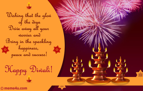 diwali card with diyas, diwali ecard with diyas, diwali greeting card with diyas