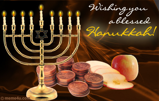 blessed hanukkah wish, blessed chanukkah wish, hanukkah card